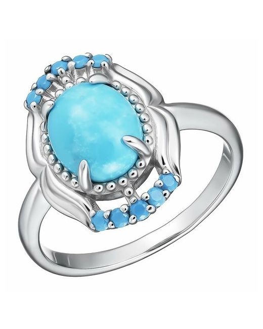 Ювелирочка Перстень 106062819 серебро 925 проба родирование бирюза синтетическая размер 19 серебряный голубой