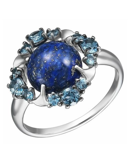 Ювелирочка Перстень 105797217 серебро 925 проба родирование Лондон топаз размер 17 серебряный синий