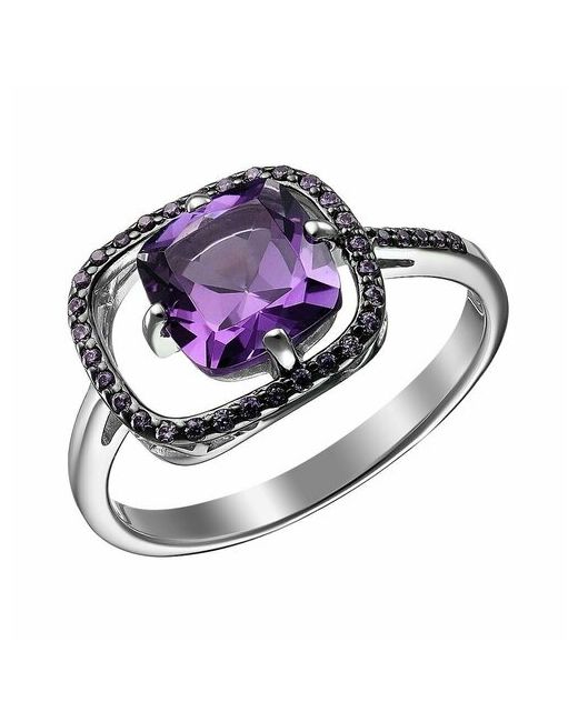 Ювелирочка Перстень 1054871175 серебро 925 проба родирование фианит аметист серебряный фиолетовый