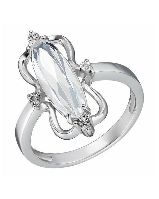 Ювелирочка Перстень 106328820 серебро 925 проба родирование бриллиант горный хрусталь размер 20 серебряный бесцветный