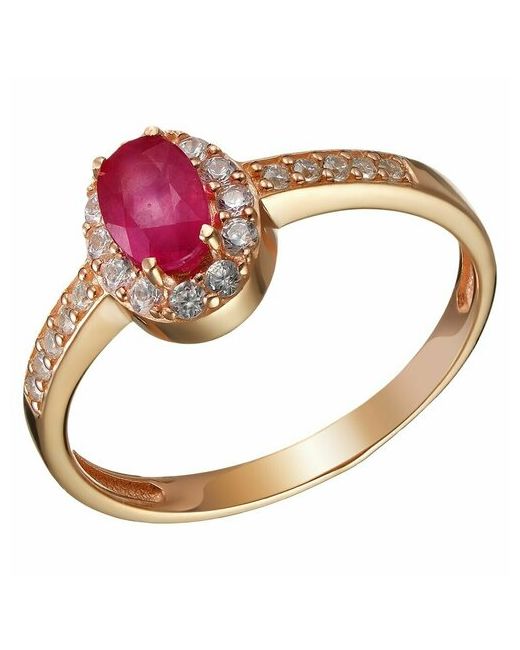Ювелирочка Перстень 105878217 серебро 925 проба золочение фианит рубин размер 17 красный