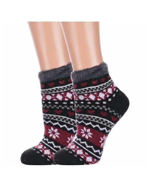 Hobby Line носки укороченные утепленные махровые на Новый год размер черный