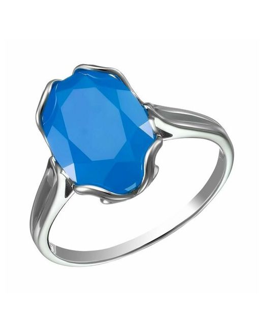 Ювелирочка Перстень 105488918 серебро 925 проба родирование размер 18 серебряный голубой