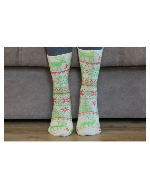 Шерстянки носки Базовая коллекция 1 пара высокие утепленные размер зеленый красный