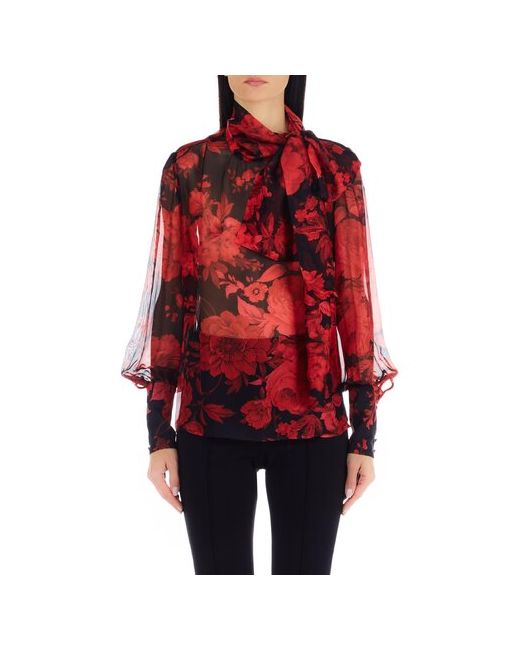 Liu •Jo Блуза нарядный стиль свободный силуэт длинный рукав манжеты полупрозрачная флористический принт размер 38