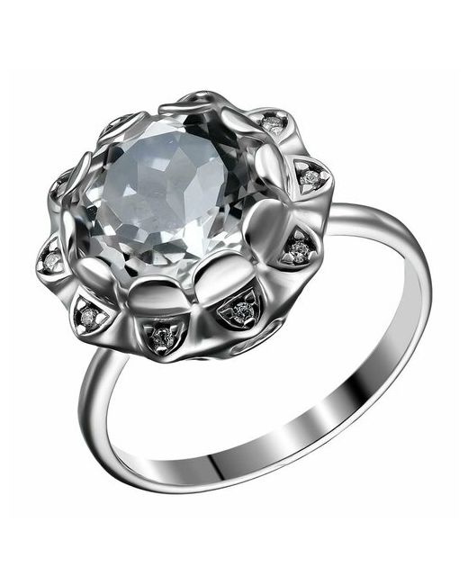 Ювелирочка Перстень 103571217 серебро 925 проба родирование фианит горный хрусталь размер 17 серебряный бесцветный