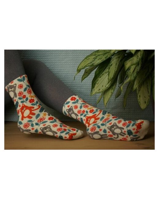 Шерстянки носки Базовая коллекция 1 пара высокие утепленные размер синий оранжевый