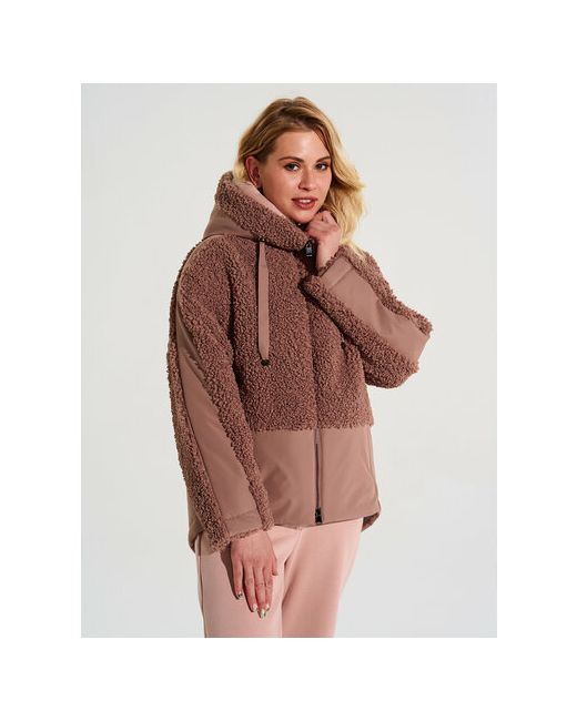 D`imma Fashion Studio куртка демисезон/зима средней длины силуэт прямой несъемный мех капюшон размер 54