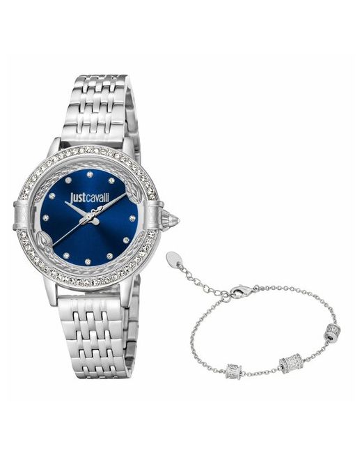 Just Cavalli Наручные часы Часы наручные JC1L255M0045SET Кварцевые 32 ммбраслет серебряный синий