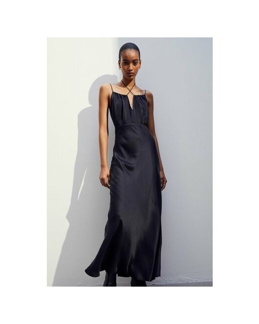 H & M Платье натуральный шелк полуприлегающее макси размер 8