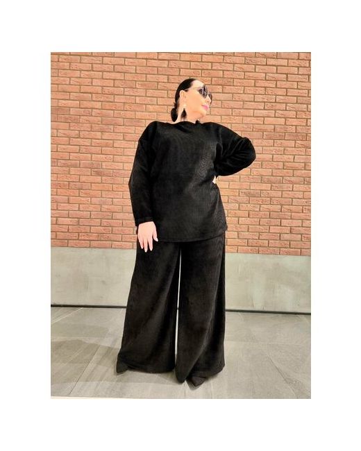 Alexandra Belousova Костюм лонгслив и брюки классический стиль оверсайз размер 54 экрю черный
