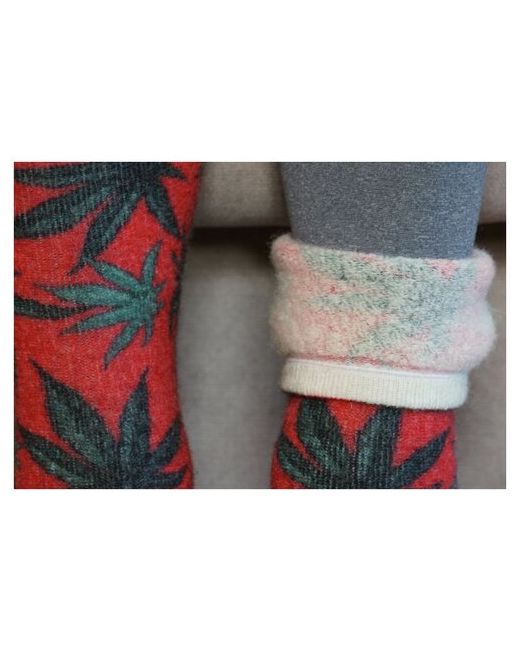 Шерстянки носки высокие махровые размер зеленый красный
