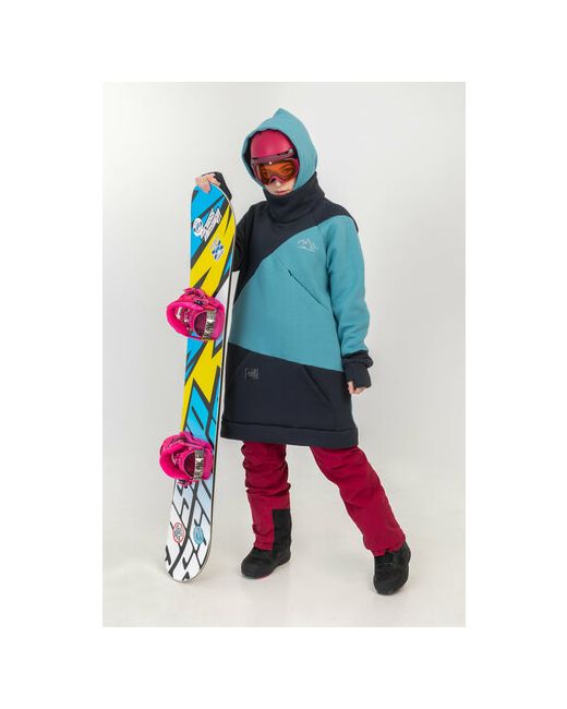 No_Label Худи Удлиненное худи для горнолыжного спорта и сноубординга силуэт свободный удлиненное размер M голубой