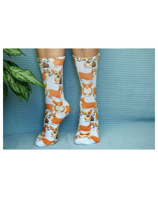 хлопковые COTTON PRINT носки высокие износостойкие размер оранжевый