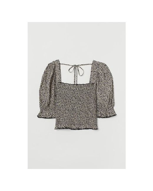 H & M Блуза прилегающий силуэт короткий рукав размер черный
