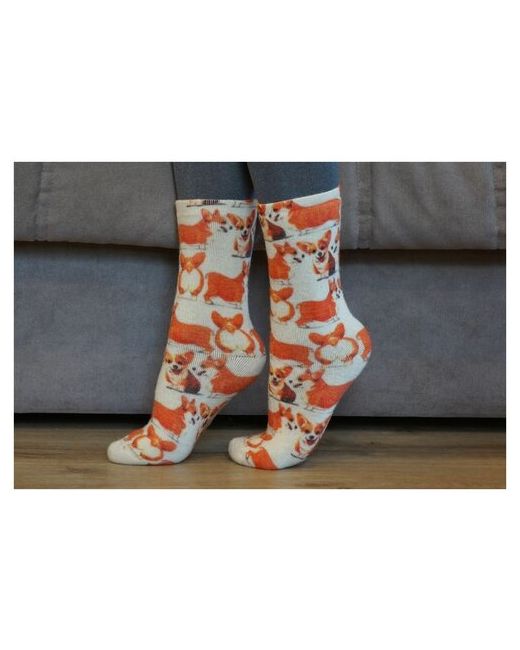 Шерстянки носки высокие махровые размер оранжевый