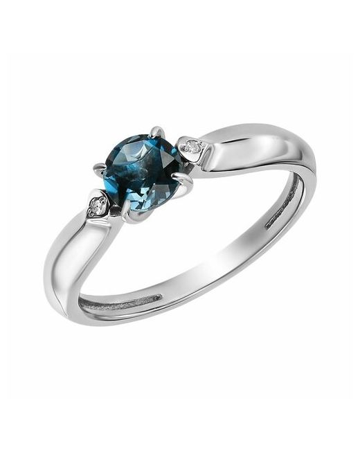 Ювелирочка Перстень 104204618 серебро 925 проба родирование Лондон топаз бриллиант размер 18 серебряный