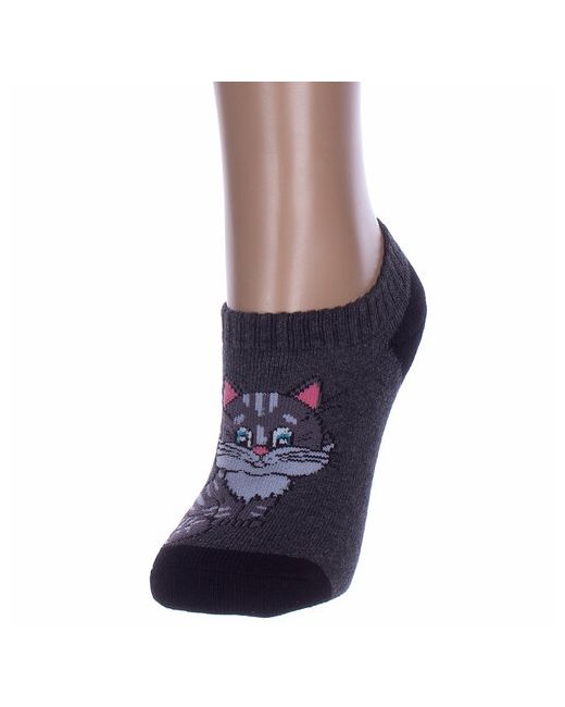 Hobby Line носки укороченные махровые утепленные нескользящие размер черный