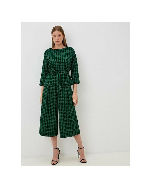 Vittoria Vicci Костюм блуза и брюки повседневный стиль полуприлегающий силуэт пояс/ремень размер черный зеленый