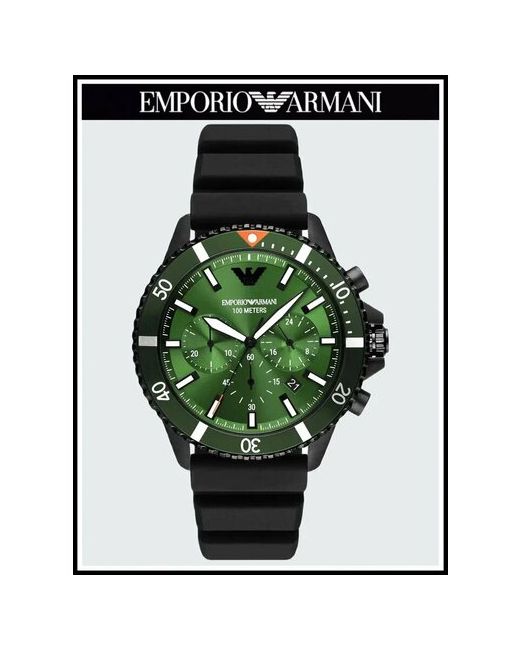 Emporio Armani Наручные часы наручные черные кварцевые оригинальные силиконовые черный зеленый