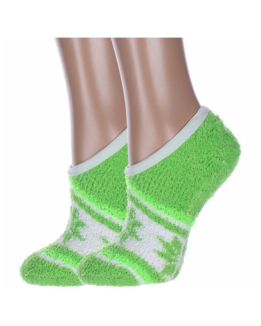 Hobby Line носки укороченные нескользящие утепленные на Новый год махровые размер зеленый