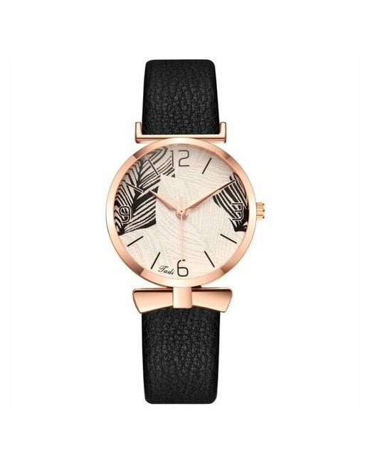 Top Market Наручные часы Часы наручные Листья d-3.3 см черный ремешок мультиколор