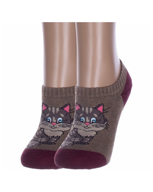 Hobby Line носки укороченные нескользящие утепленные махровые размер бордовый