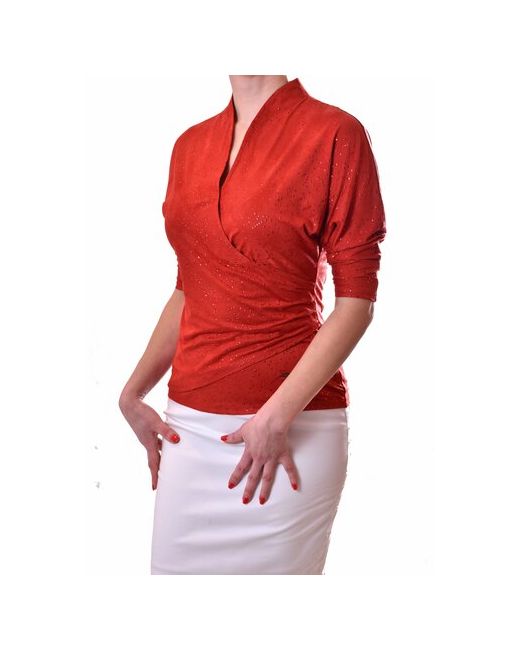 TheDistinctive Блуза нарядный стиль прилегающий силуэт укороченный рукав трикотажная размер