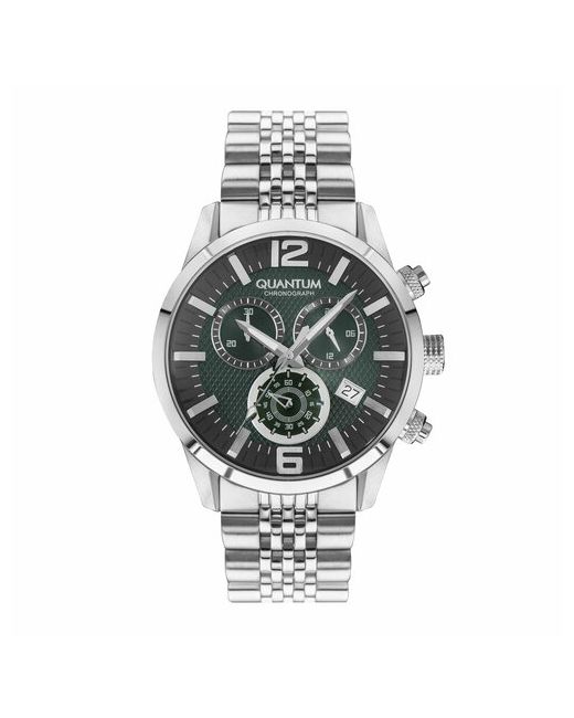 Quantum Наручные часы Часы наручные ADG1016.370 Кварцевые 48 мм серебряный зеленый