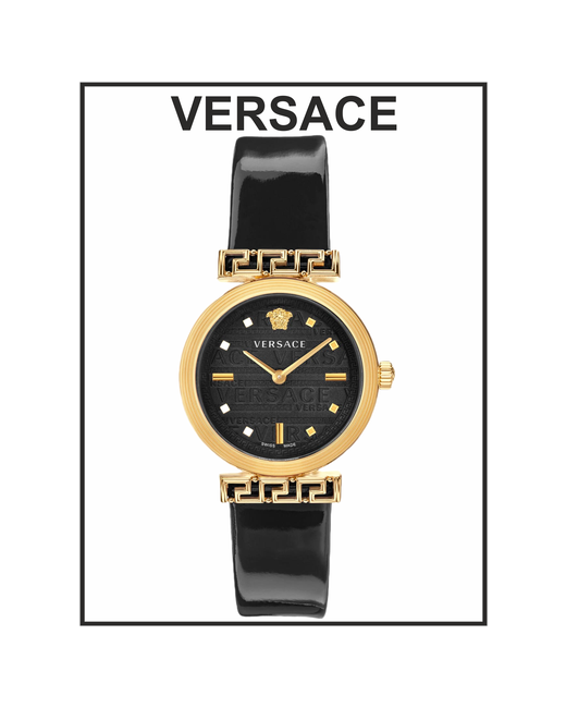 Versace Наручные часы наручные черные кожаные кварцевые оригинальные черный