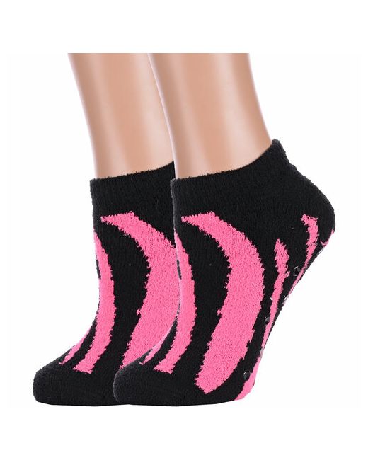 Hobby Line носки укороченные утепленные нескользящие махровые размер розовый черный
