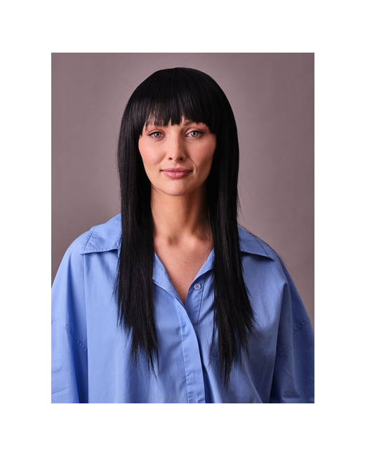 Riota Карнавальный праздничный парик из искусственного волоса Длинные прямые волосы черный 1 шт