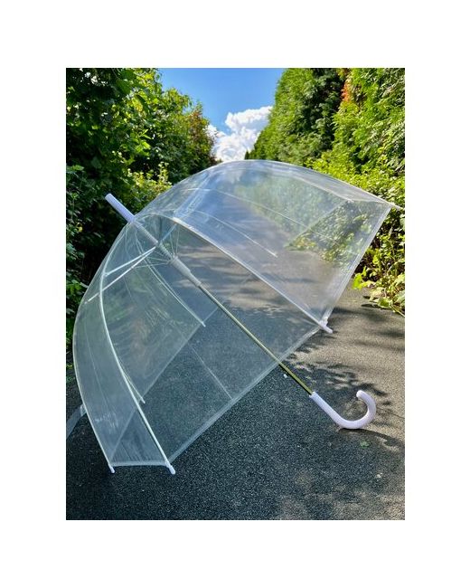Popular Зонт-трость полуавтомат 2 сложения купол 85 см. 8 спиц прозрачный для бесцветный