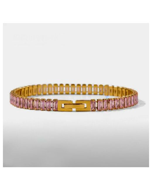 Sorona Jewelry Браслет позолоченный с дорожкой из камней цирконы розовый