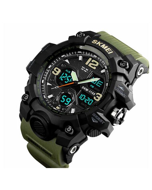 Skmei Наручные часы Спортивные Часы наручные водонепроницаемые и ударопрочные. 1155В черный зеленый