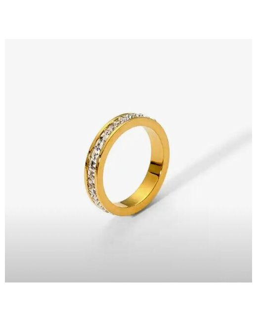 Sorona Jewelry Кольцо Двойное циркон размер 17.1 желтый бесцветный