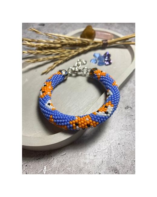 Rime Плетеный браслет бисер 1 шт. размер синий оранжевый