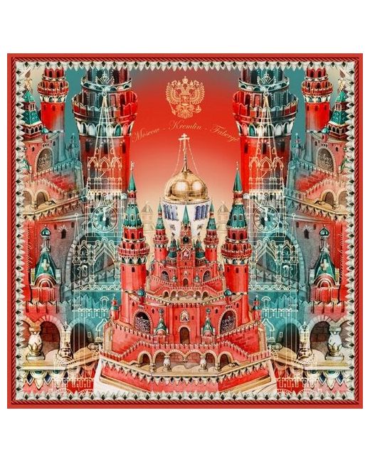 Русские в моде by Nina Ruchkina Платок 90х90 см красный