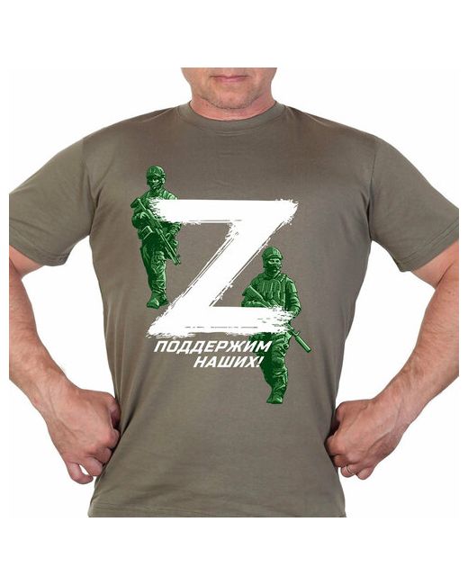 Kamukamu Футболка милитари с принтом Z поддержим наших размер 42 белый зеленый