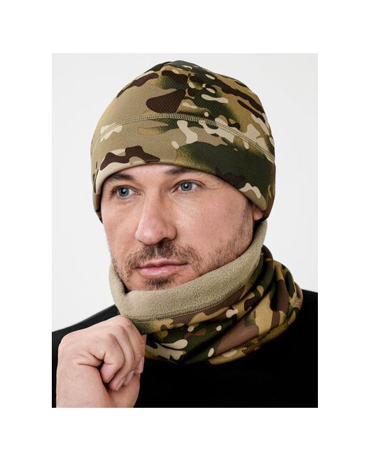 Golden Dragon Комплект шапка шарф зимний тактический теплый на флисе 1 предмета размер Универсальный зеленый