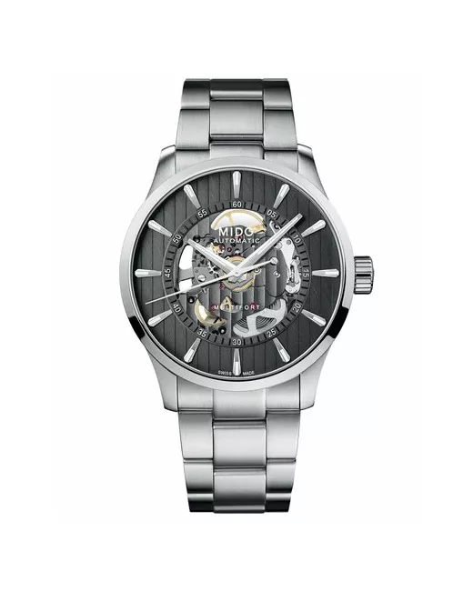 Mido Наручные часы Швейцарские механические Multifort Skeleton Vertigo M038.436.11.061.00 M0384361106100 с гарантией черный серебряный