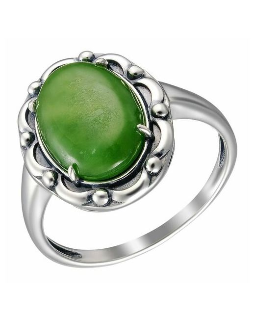 Ювелирочка Перстень серебро 925 проба оксидирование размер 18 серебряный зеленый