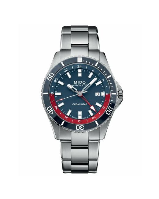 Mido Наручные часы Швейцарские механические Ocean Star GMT M026.629.11.041.00 M0266291104100 с гарантией красный синий