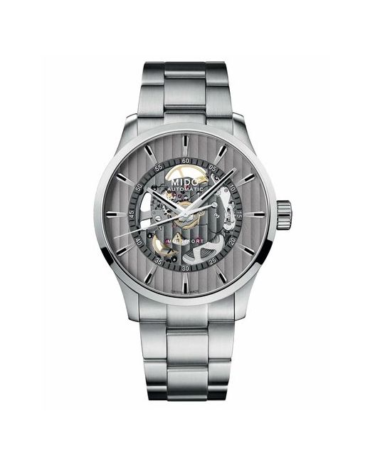 Mido Наручные часы Швейцарские механические Multifort Skeleton Vertigo M038.436.11.031.00 M0384361103100 с гарантией серый серебряный