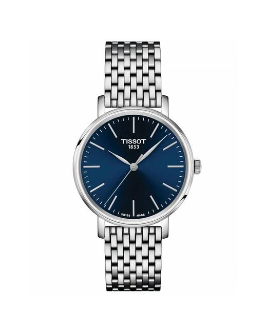 Tissot Наручные часы швейцарские Everytime Lady T143.210.11.041.00 T1432101104100 с гарантией серебряный синий