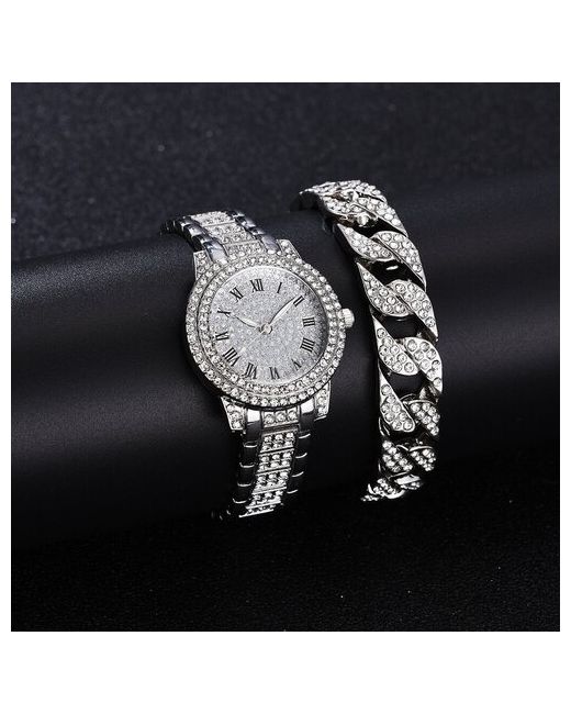 Beauty golik Наручные часы 370 Часы с браслетом наручные со стразами белый серебряный