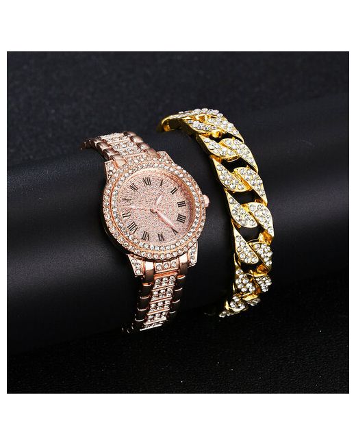 Beauty golik Наручные часы Часы с браслетом наручные со стразами розовый