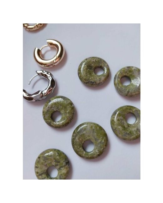 Omnia Комплект серег Подвески на серьги конго из натурального камня Лесной мох размер/диаметр 18 мм. зеленый