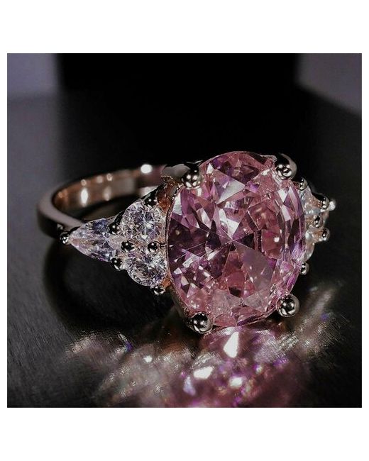 Kinfolk Кольцо минеральное стекло фианит размер 18 розовый