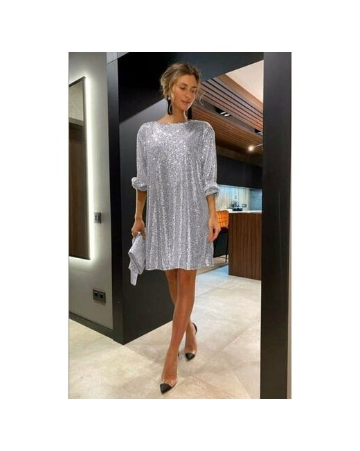 Без бренда Платье размер 42 серый серебряный